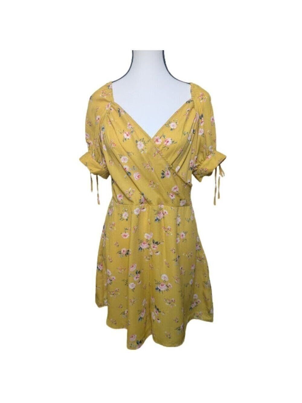 Ten Sixty Sherman Yellow Floral Puff Sleeve Romper Coastal Cowgirl – Size L